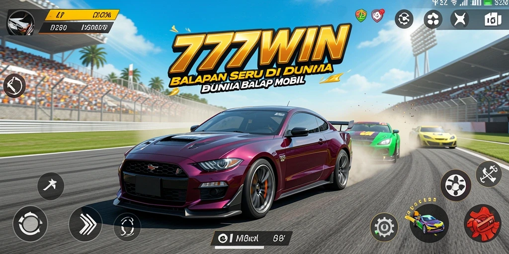 Screenshot gameplay 777WIN menampilkan balapan mobil yang memukau dan seru.