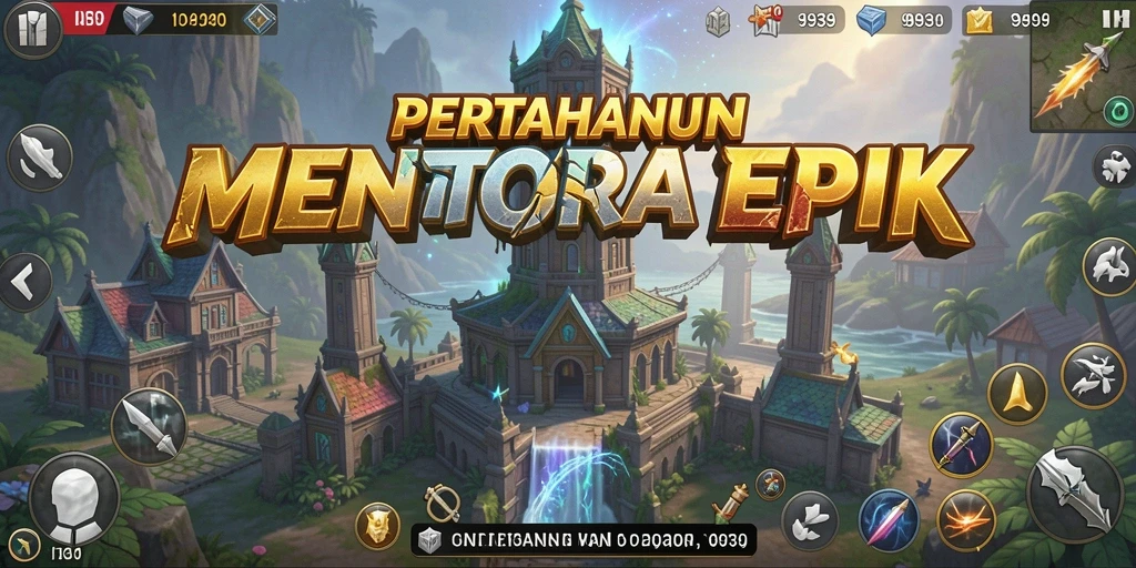 Tampilan gameplay seru di 9939 dengan menara dan musuh yang beragam.