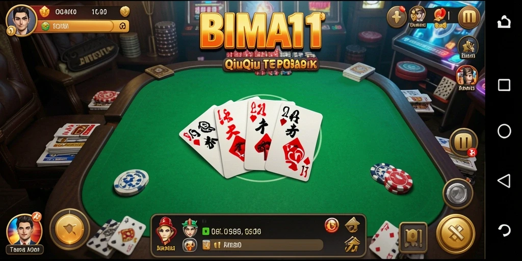 Screenshot gameplay BIMA11 menampilkan aksi seru dalam permainan QiuQiu.