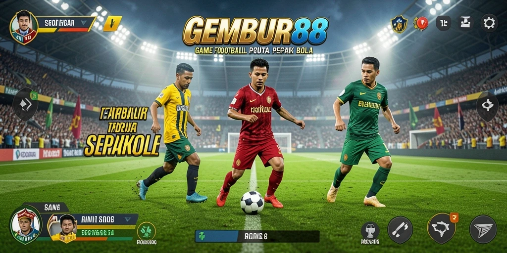 Tampilan gameplay GEMBUR88 yang mendebarkan saat pertandingan sepak bola.