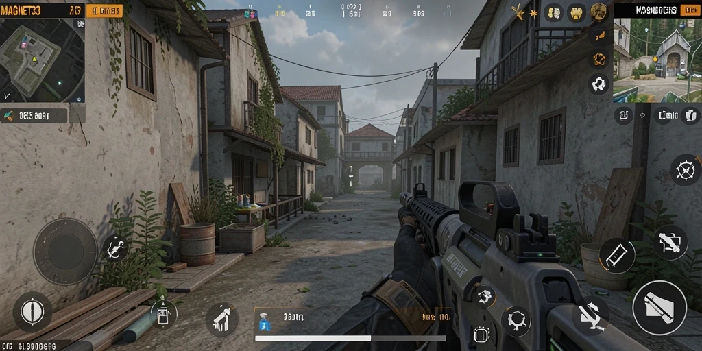 Screenshot gameplay menegangkan dari MAGNET33 dalam aksi FPS.