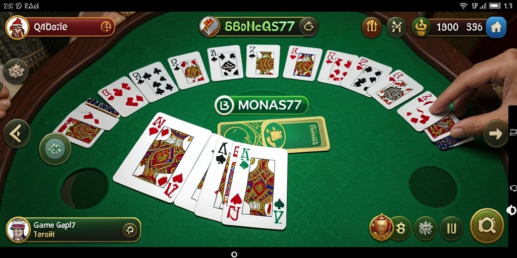 Screenshot gameplay MONAS77 dengan keseruan permainan Gaple.