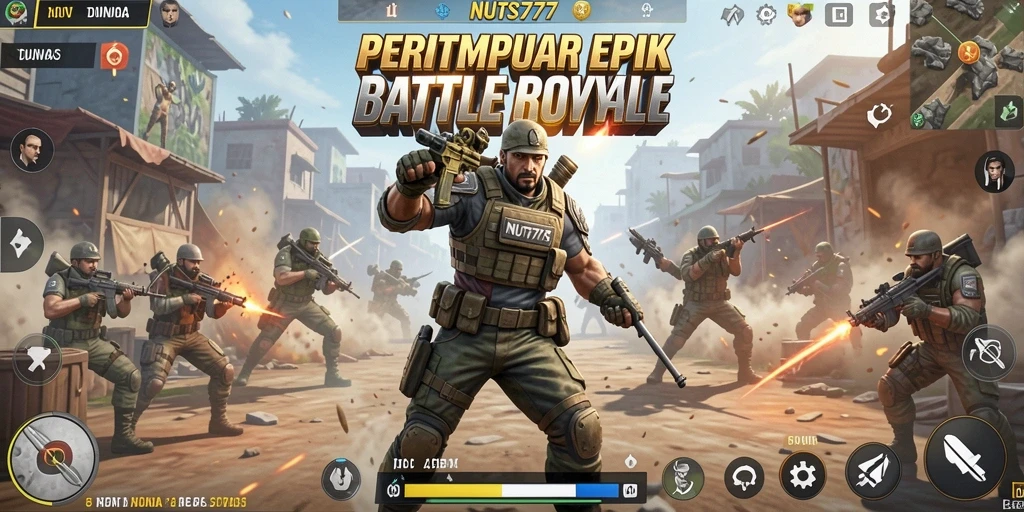 Gameplay seru NUTS777 dengan aksi Battle Royale sengit.