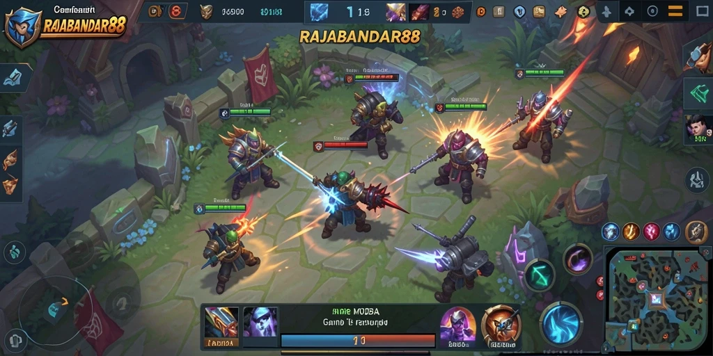 Tampilan menarik gameplay RAJABANDAR88 dalam pertarungan seru.
