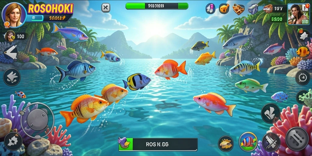 Tampilan seru dalam gameplay Tembak Ikan ROSOHOKI.