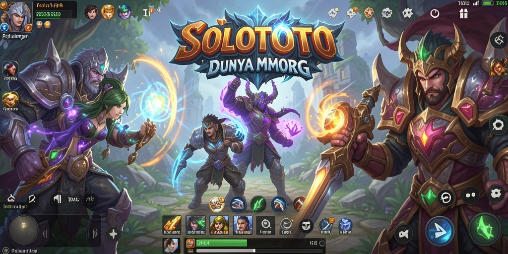 Screenshot utama SOLOTOTO menampilkan aksi pertarungan seru dalam dunia MMORPG.