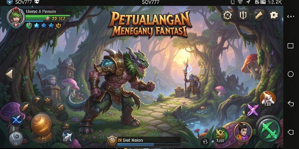 Screenshot gameplay SOV777 menampilkan petualangan epik di dunia fantasi.