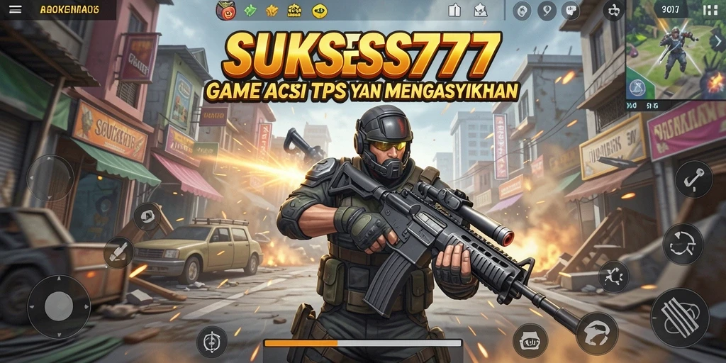 Tampilan gameplay menegangkan dari SUKSES777 dalam aksi TPS.