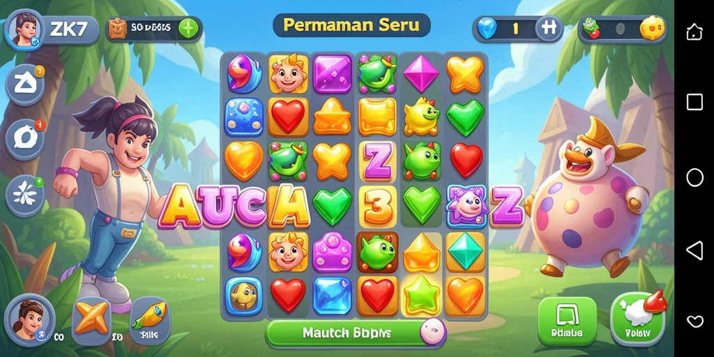 Screenshot ZK7 yang menampilkan gameplay Match-3 yang seru.
